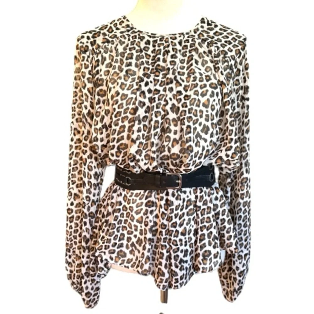 NWT - Anthropologie’s Maeve Leopard Peasant Blouse - Picture 4 of 10